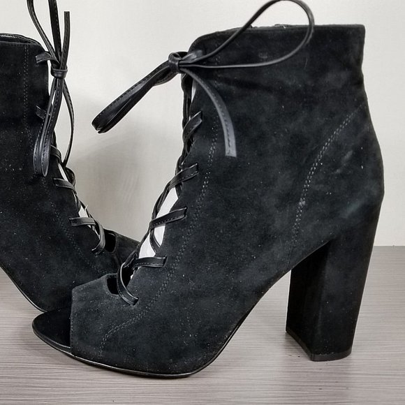 Sam Edelman Yvie Lace Up Bootie, Black Suede, Womens Size 10 - Picture 7 of 10